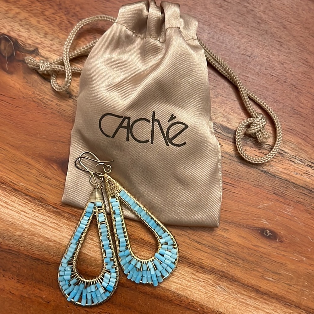 Cache Gold Wire Dangle Earrings - image 1